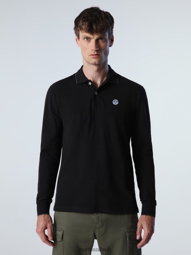 Men Black Clothing 4D6N1009 North Sails LONG-SLEEVED POLO SHIRT