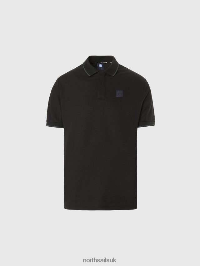 Men Black Clothing 4D6N106 North Sails COOLMAX POLO SHIRT