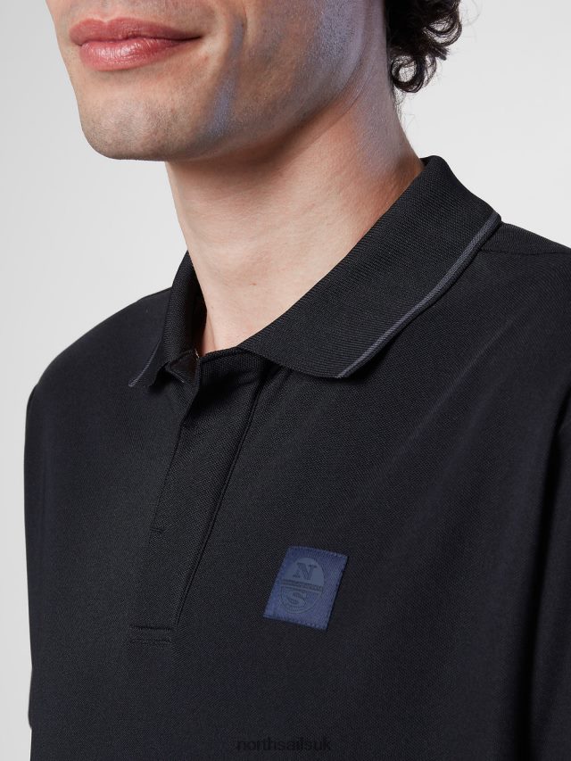 Men Black Clothing 4D6N106 North Sails COOLMAX POLO SHIRT