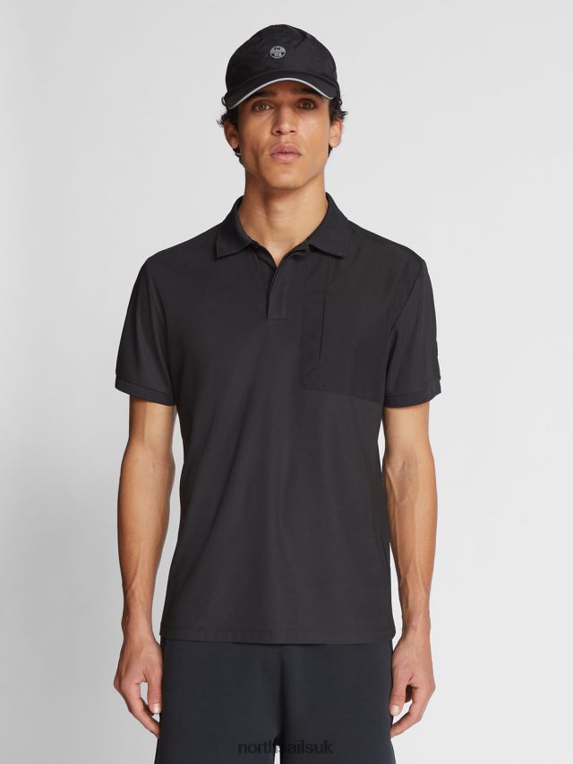 Men Black Clothing 4D6N1072 North Sails COOLMAX PIQUE POLO SHIRT
