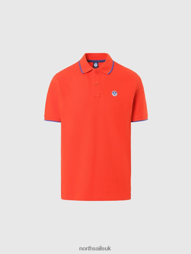Men Bright orange Clothing 4D6N71 North Sails Organic Cotton Polo Shirt SALE