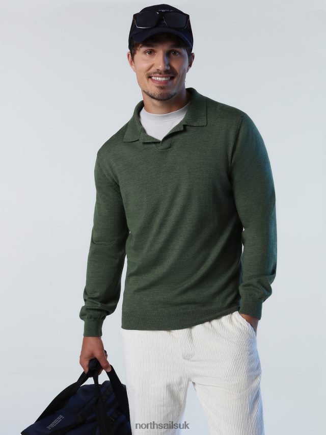 Men Bronze green Clothing 4D6N866 North Sails HYDROWOOL POLO SHIRT