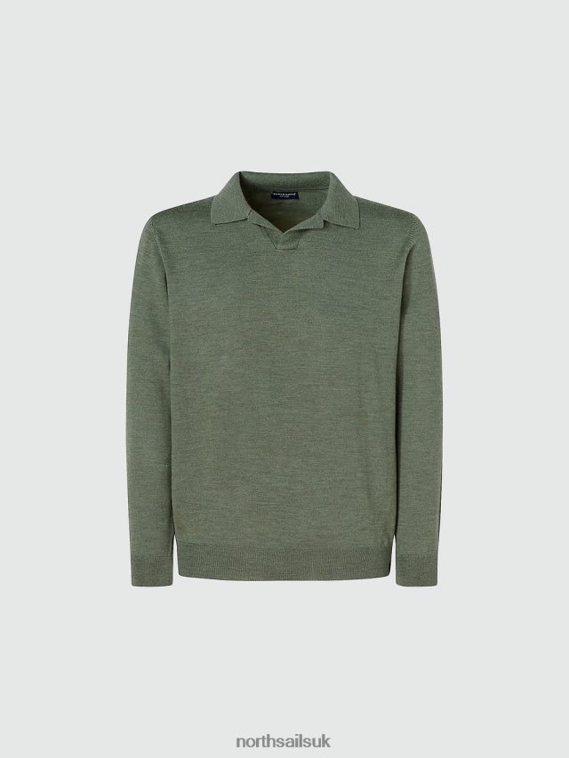 Men Bronze green Clothing 4D6N866 North Sails HYDROWOOL POLO SHIRT