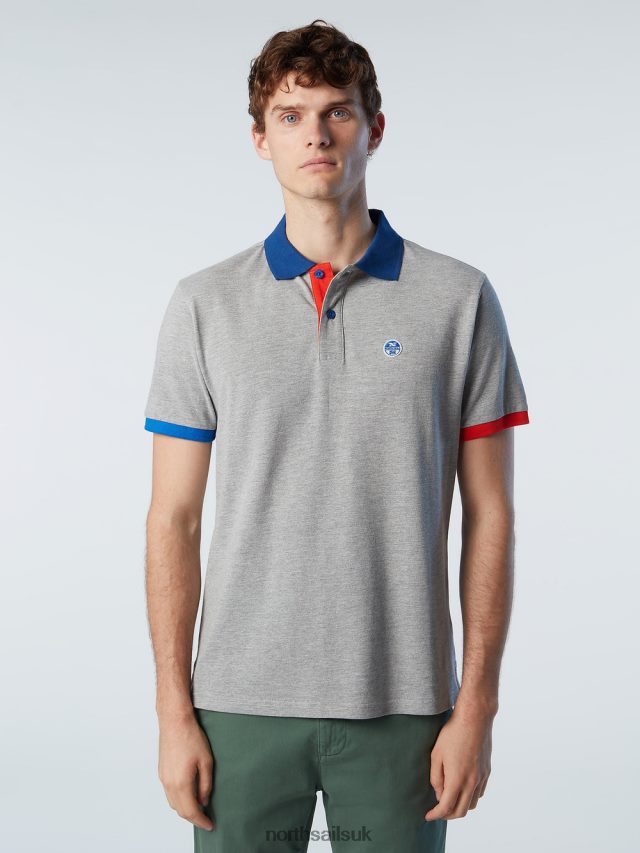 Men Grey melange Clothing 4D6N103 North Sails Organic Cotton Polo Shirt NEW