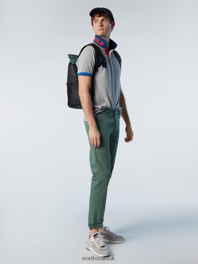 Men Grey melange Clothing 4D6N103 North Sails Organic Cotton Polo Shirt NEW