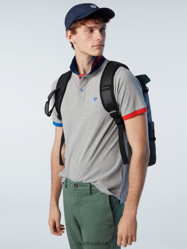 Men Grey melange Clothing 4D6N103 North Sails Organic Cotton Polo Shirt NEW