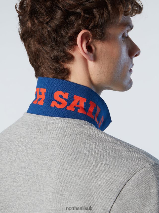 Men Grey melange Clothing 4D6N103 North Sails Organic Cotton Polo Shirt NEW