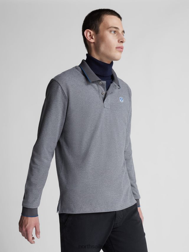 Men Medium grey melange Clothing 4D6N1304 North Sails ORGANIC PIQUE POLO SHIRT