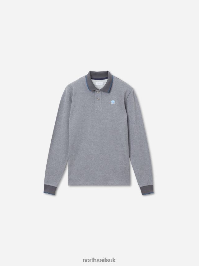 Men Medium grey melange Clothing 4D6N1304 North Sails ORGANIC PIQUE POLO SHIRT