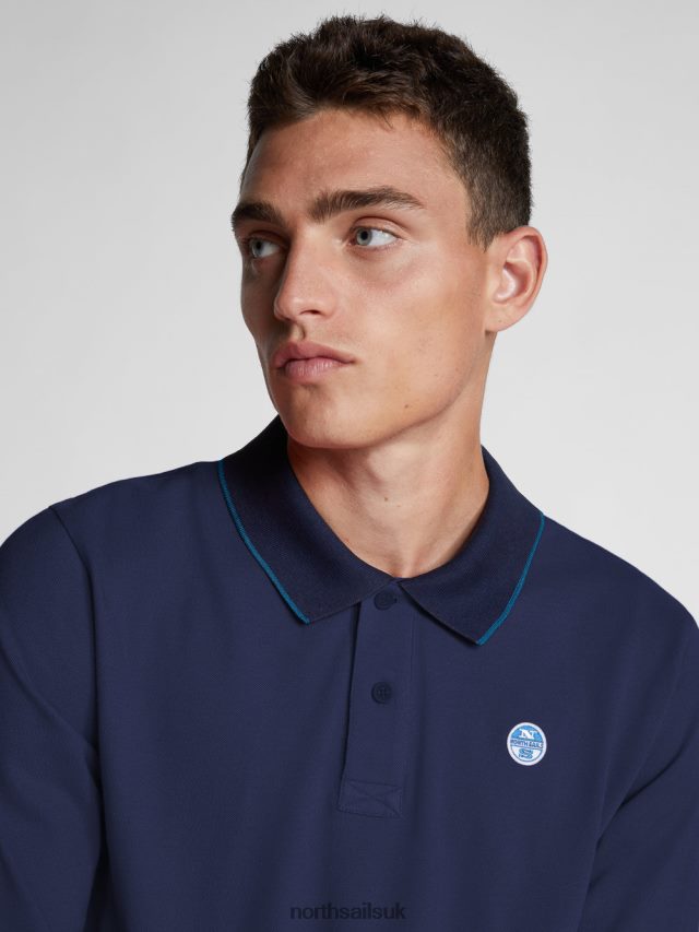 Men Navy blue Clothing 4D6N1303 North Sails ORGANIC PIQUE POLO SHIRT