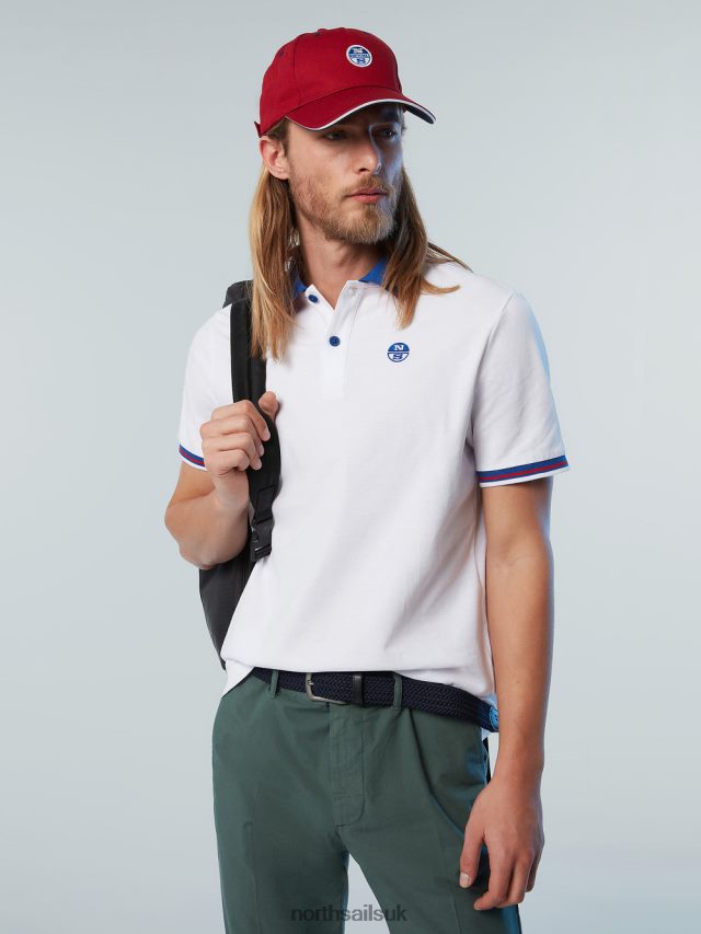 Men White Clothing 4D6N81 North Sails Organic Cotton Polo Shirt SALE