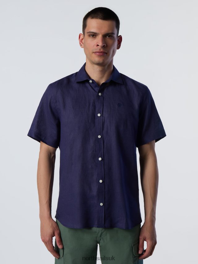 Men Navy blue Clothing 4D6N217 North Sails SHORT-SLEEVE LINEN SHIRT