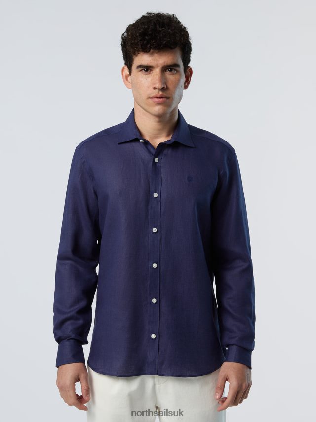 Men Navy blue Clothing 4D6N226 North Sails LINEN SHIRT