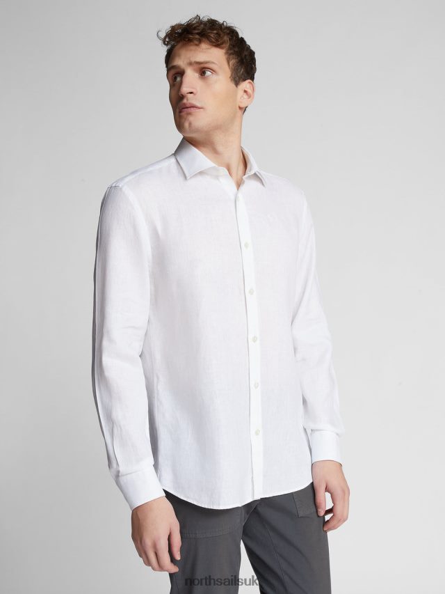 Men White Clothing 4D6N1177 North Sails LINEN SHIRT