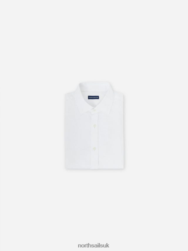 Men White Clothing 4D6N1177 North Sails LINEN SHIRT