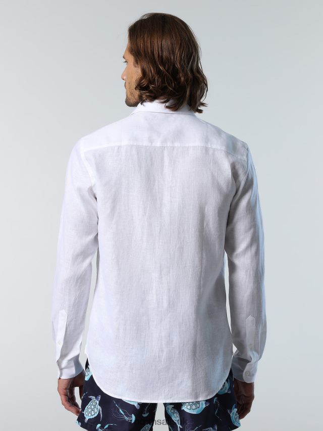 Men White Clothing 4D6N221 North Sails LINEN SHIRT