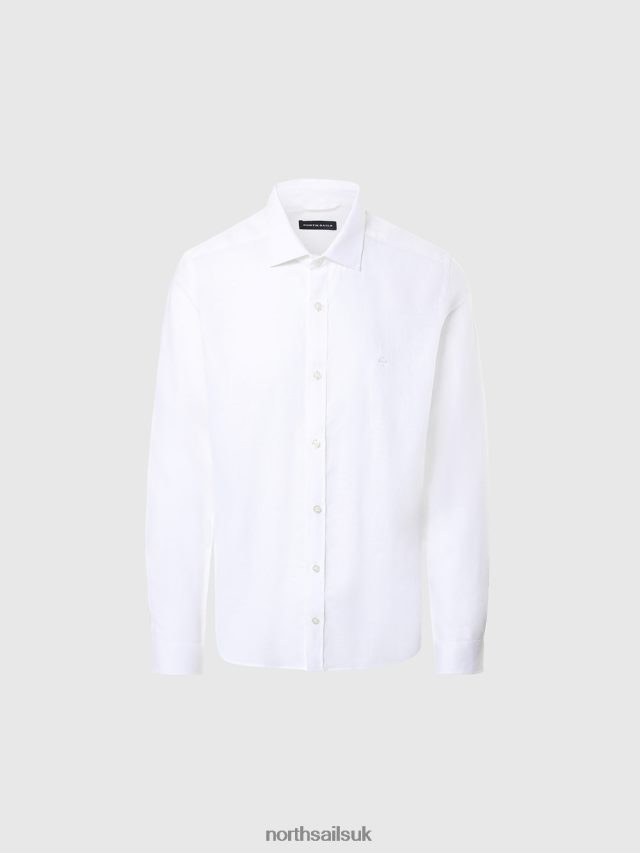 Men White Clothing 4D6N221 North Sails LINEN SHIRT