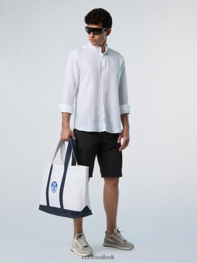 Men White Clothing 4D6N237 North Sails MANDARIN COLLAR SHIRT