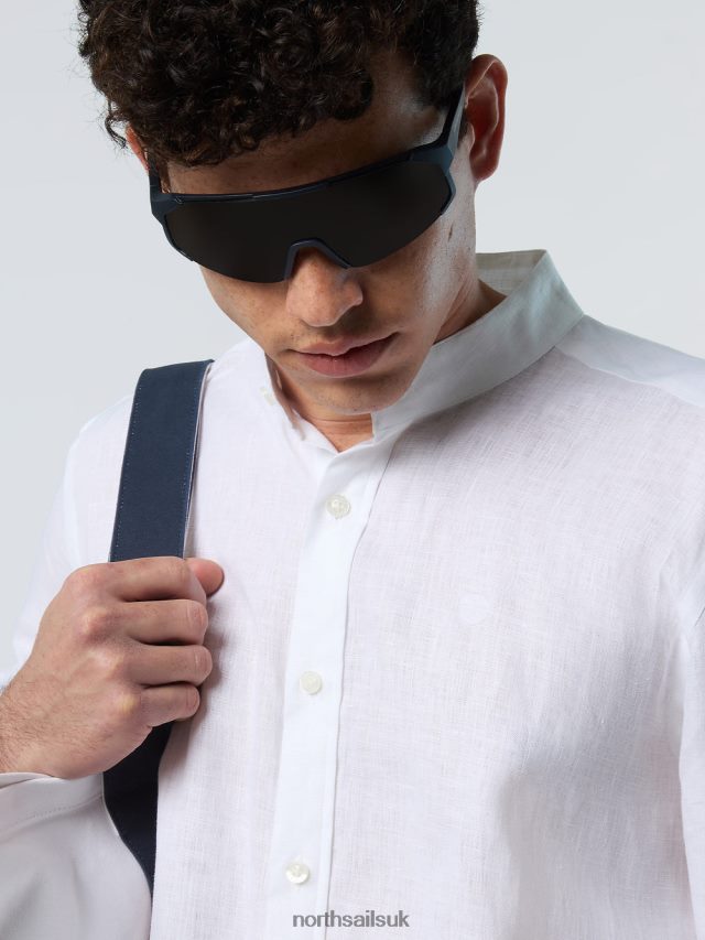 Men White Clothing 4D6N237 North Sails MANDARIN COLLAR SHIRT