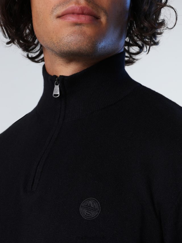 Men Black Clothing 4D6N733 North Sails HALF-ZIP JUMPER