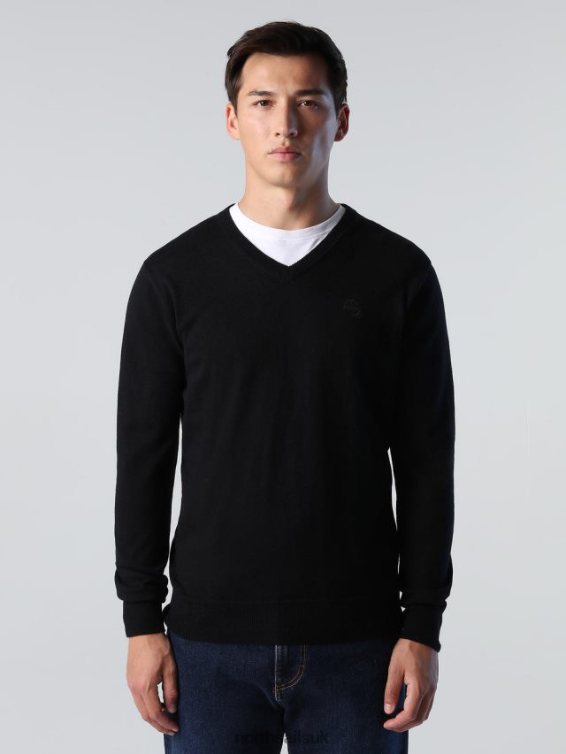 Men Black Clothing 4D6N781 North Sails V-NECK JUMPER