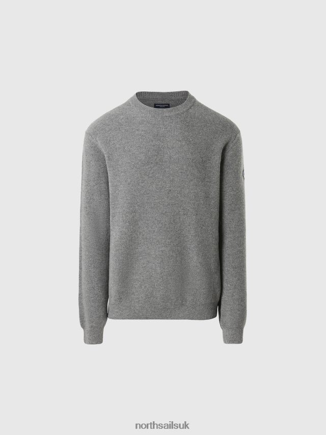 Men Grey melange Clothing 4D6N681 North Sails CREW-NECK JUMPER NEW