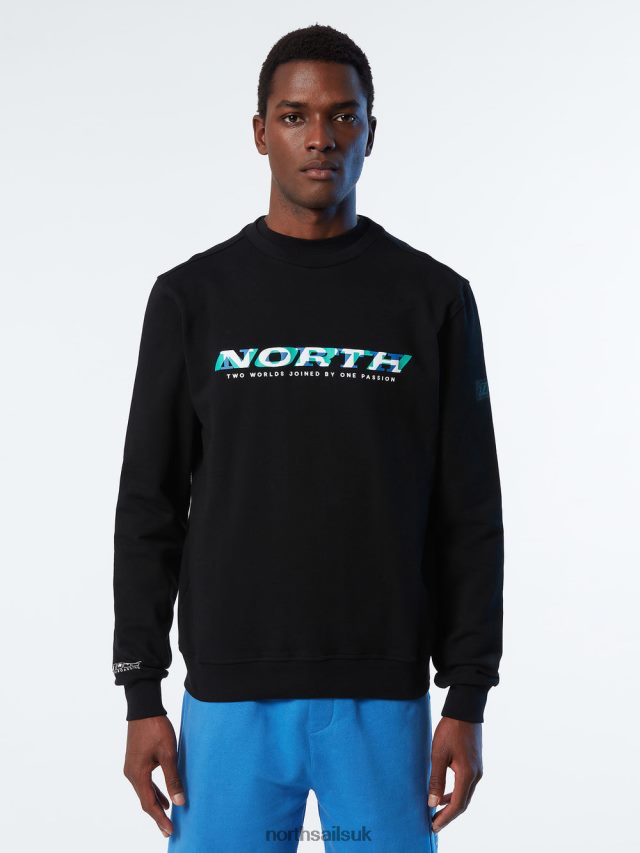 Men Black Clothing 4D6N259 North Sails CREWNECK SWEATSHIRT