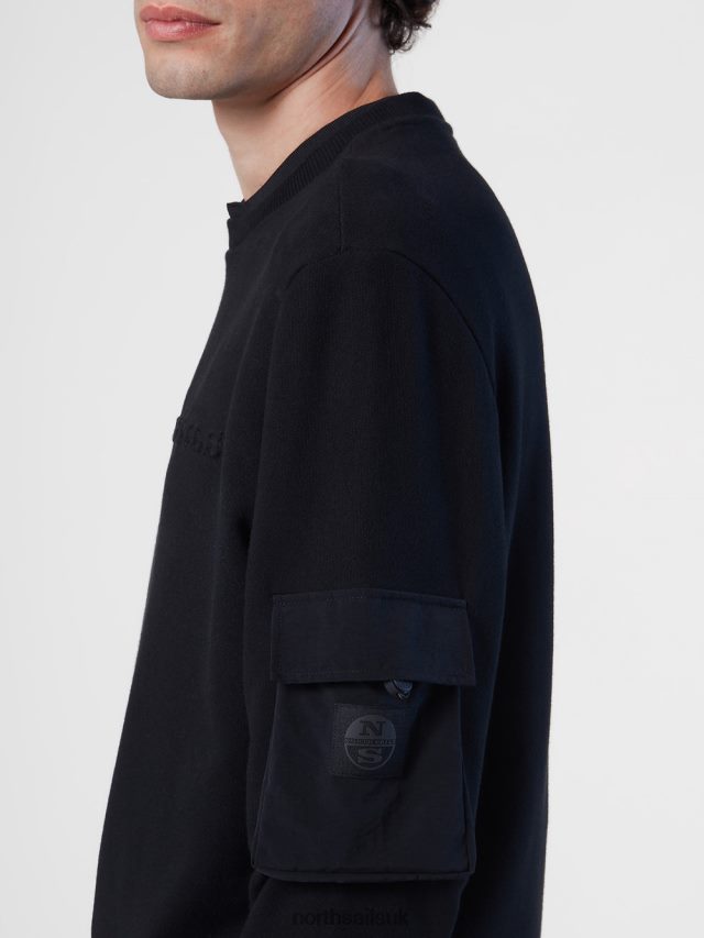 Men Black Clothing 4D6N272 North Sails SWEATSHIRT WITH POCKET