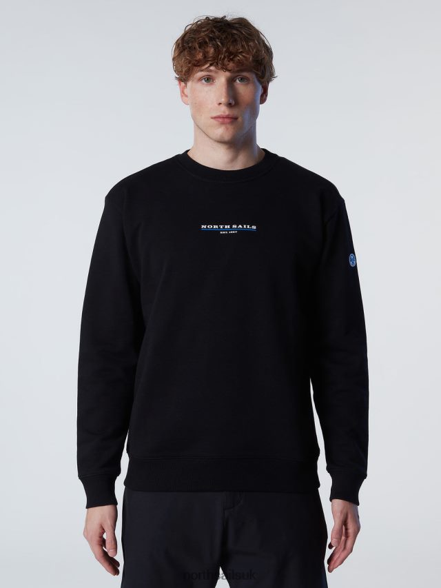 Men Black Clothing 4D6N295 North Sails SWEATSHIRT WITH CHEST PRINT
