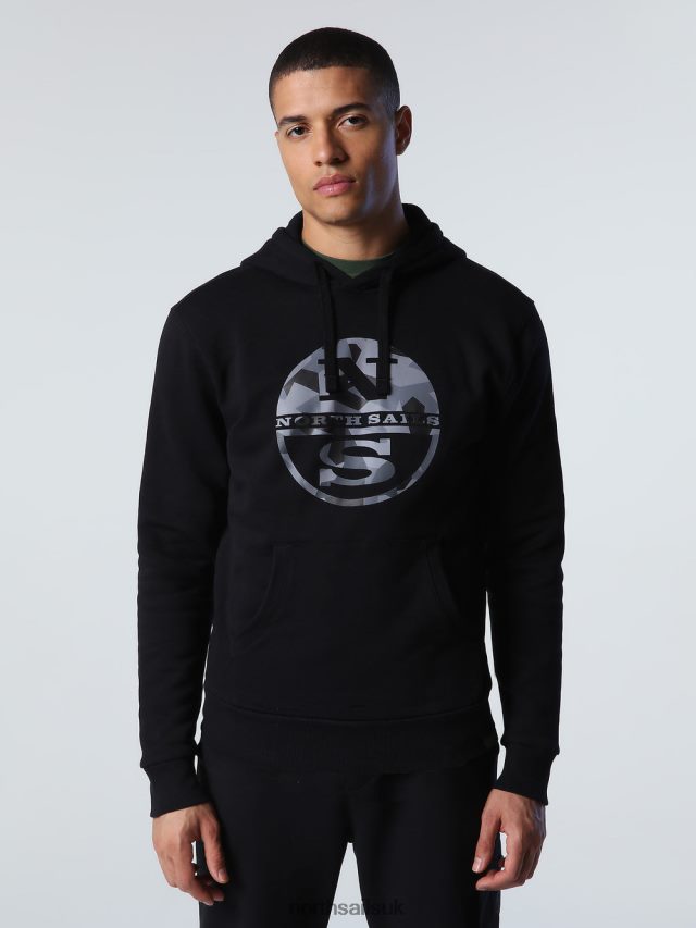 Men Black Clothing 4D6N789 North Sails LOGO HOODIE