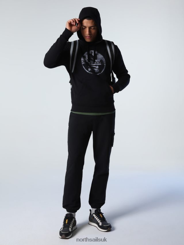 Men Black Clothing 4D6N789 North Sails LOGO HOODIE