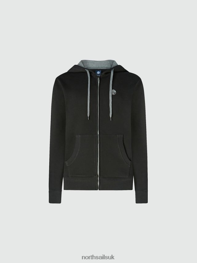 Men Black Clothing 4D6N825 North Sails ZIP SWEATSHIRT