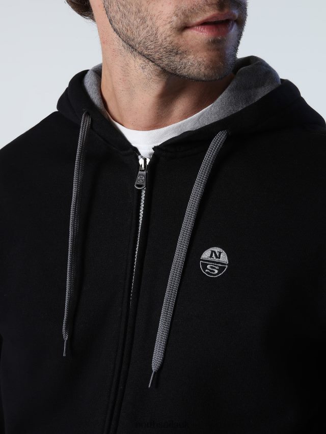 Men Black Clothing 4D6N825 North Sails ZIP SWEATSHIRT