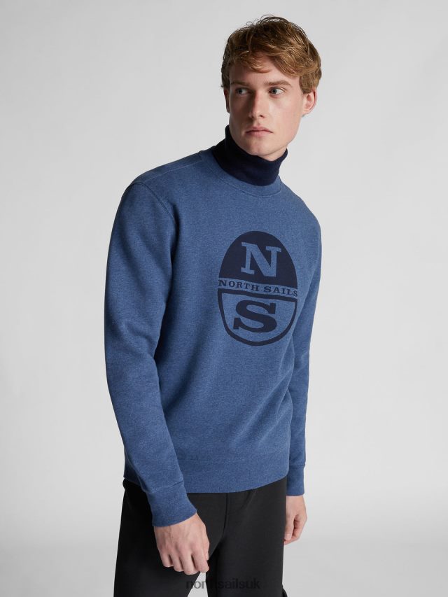 Men Denim blue melange Clothing 4D6N1324 North Sails ORGANIC FLEECE SWEATSHIRT
