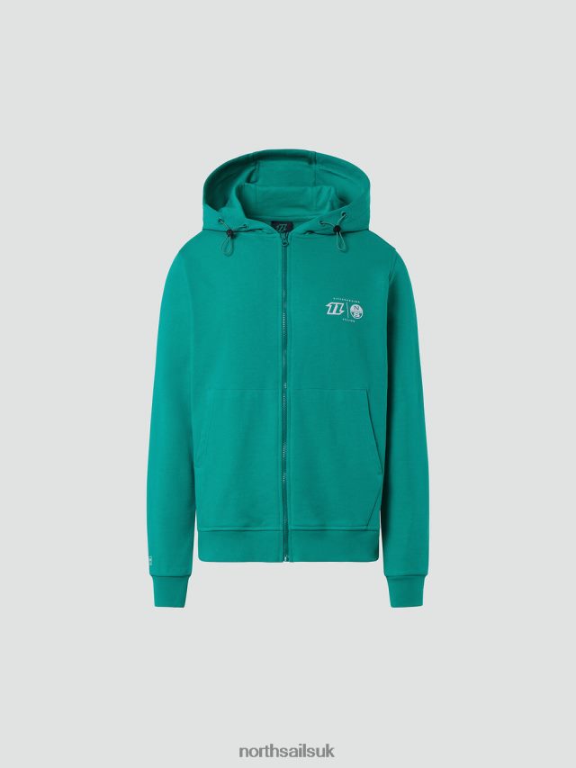 Men Green Clothing 4D6N261 North Sails HOODIE FULL ZIP SWEATSHIRT KITE