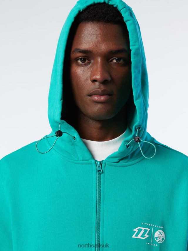 Men Green Clothing 4D6N261 North Sails HOODIE FULL ZIP SWEATSHIRT KITE