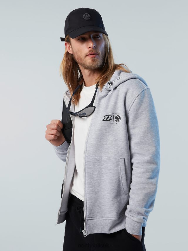 Men Grey melange Clothing 4D6N263 North Sails HOODIE FULL ZIP SWEATSHIRT KITE