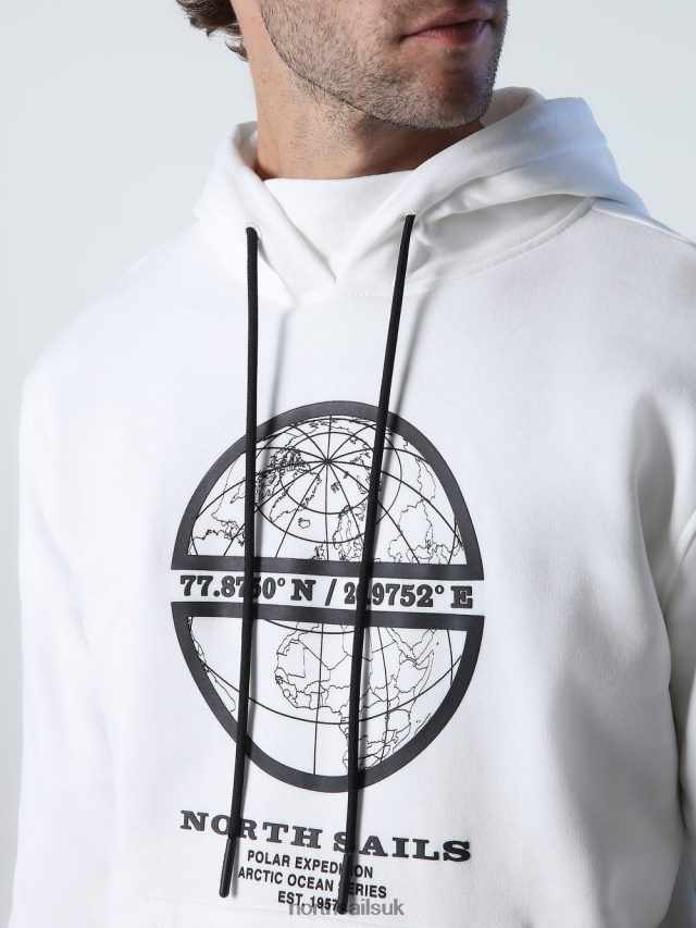 Men Marshmallow Clothing 4D6N1013 North Sails PRINTED HOODIE