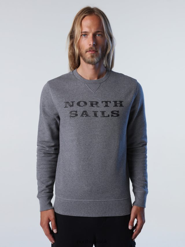 Men Medium grey melange Clothing 4D6N933 North Sails SWEATSHIRT WITH LETTERING