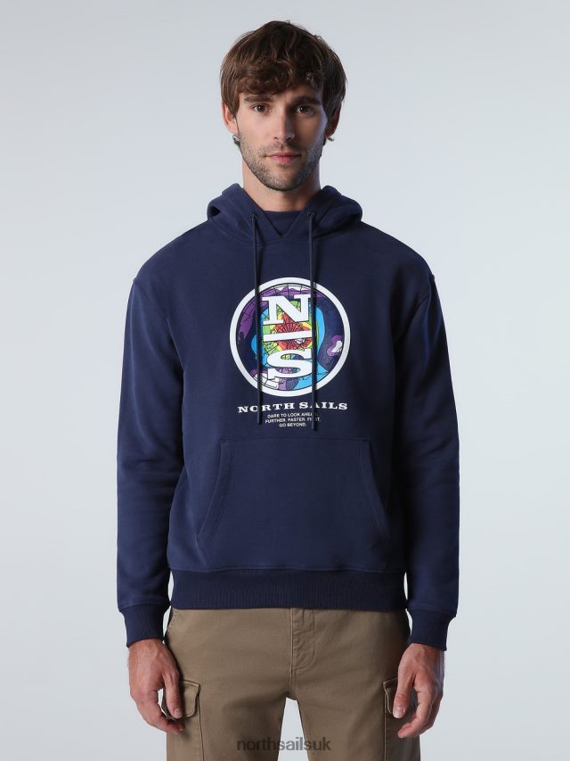 Men Navy blue Clothing 4D6N1015 North Sails PRINTED HOODIE
