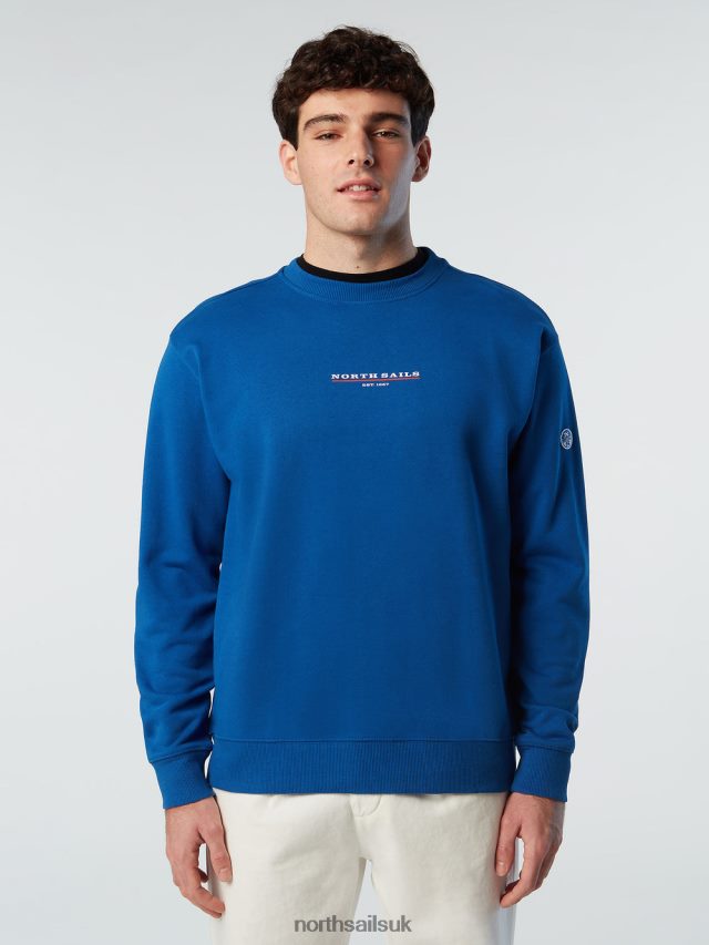 Men Ocean blue Clothing 4D6N290 North Sails SWEATSHIRT WITH CHEST PRINT