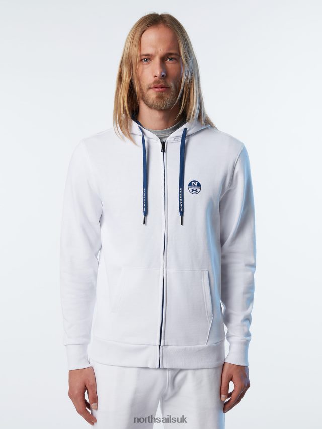 Men White Clothing 4D6N280 North Sails FULL-ZIP HOODIE
