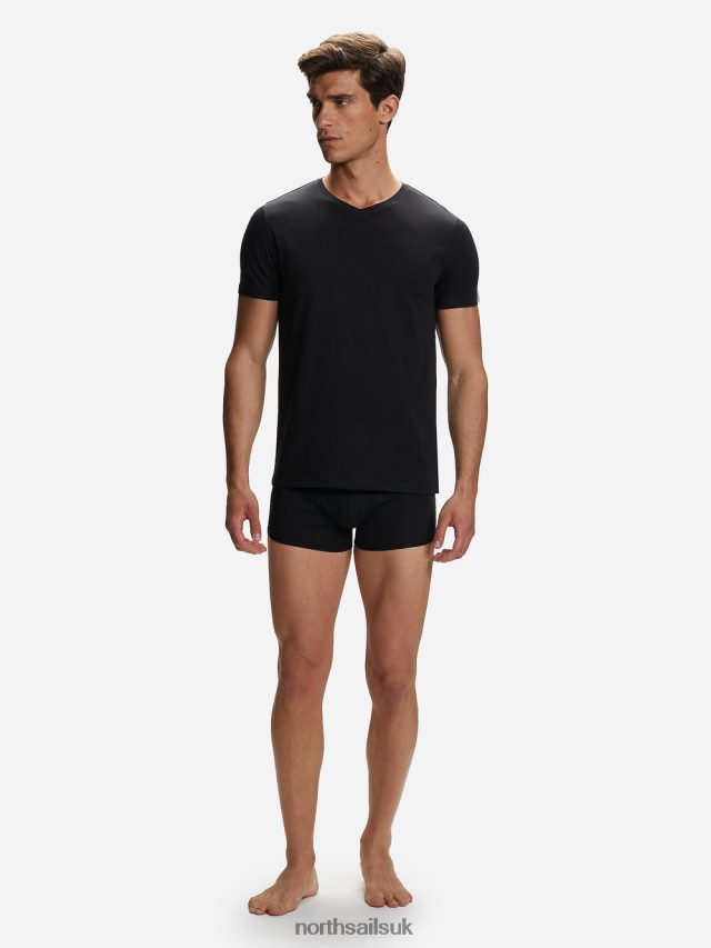 Men Black Clothing 4D6N504 North Sails COTTON V-NECK T-SHIRT