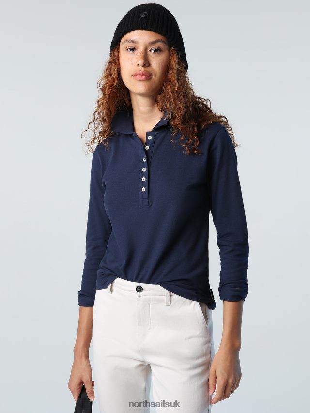 Women Navy blue Clothing 4D6N1356 North Sails LONG-SLEEVED POLO SHIRT