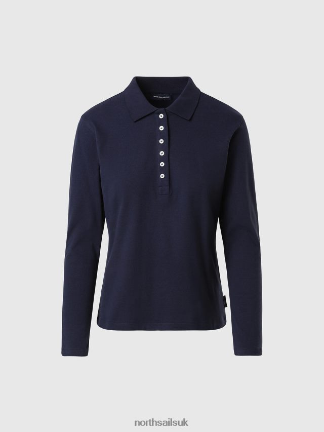 Women Navy blue Clothing 4D6N1356 North Sails LONG-SLEEVED POLO SHIRT