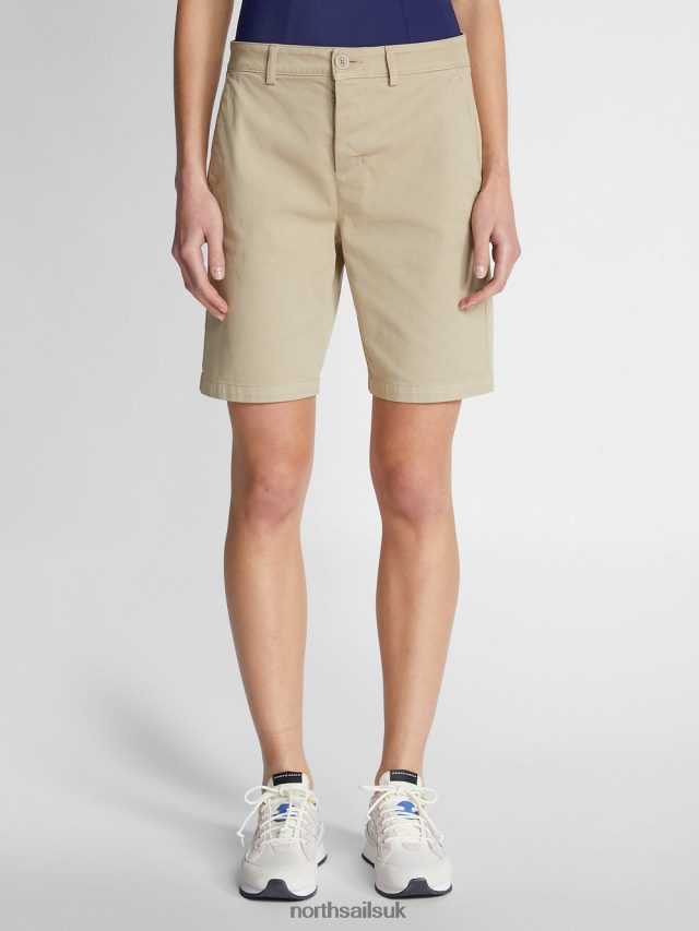Women Beige Clothing 4D6N1451 North Sails GABARDINE CHINO SHORTS