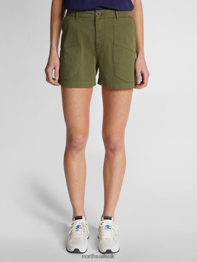Women Olive green Clothing 4D6N1514 North Sails GABARDINE CARGO SHORTS