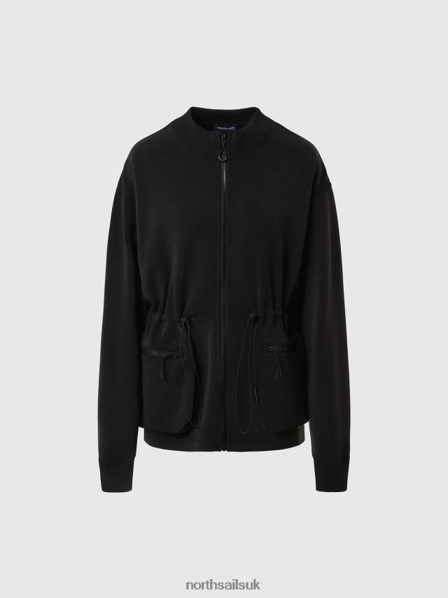 Women Black Clothing 4D6N1428 North Sails INTERLOCK ZIP-UP SWEATSHIRT