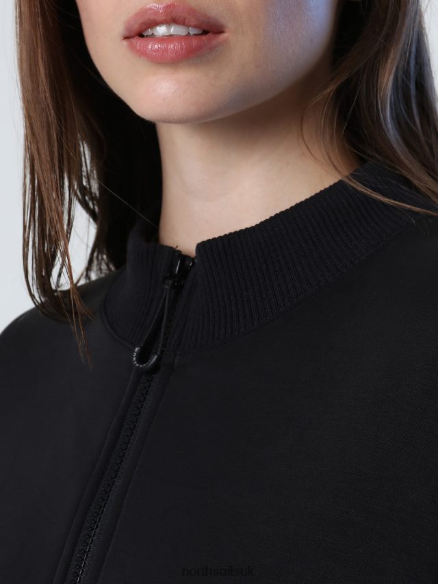 Women Black Clothing 4D6N1428 North Sails INTERLOCK ZIP-UP SWEATSHIRT