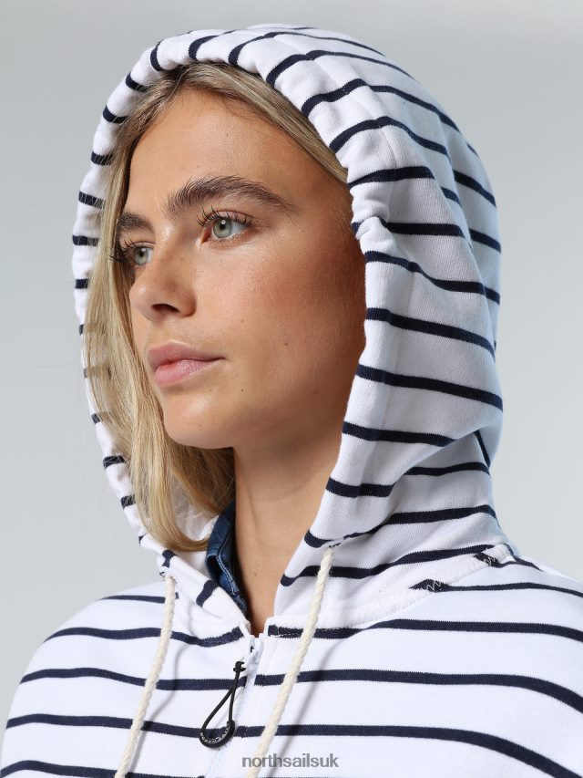 Women Combo 1 Clothing 4D6N601 North Sails STRIPED DRAWSTRING HOODIE